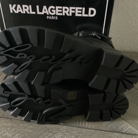 KARL LAGERFELD PARIS Women's Maeva Embellished Buckled Zip Booties, size… - Picture 5 of 16